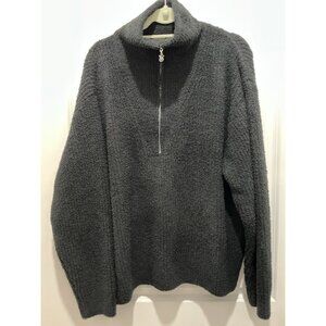 Victoria’s Secret Pullover XXL Black Sherpa 1/4 Zip Long Sleeve NWT